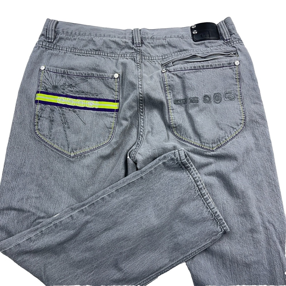 Vintage Coogi Jeans Men 42x35 Gray Denim Straight Leg Baggy Hip Hop Y2K *